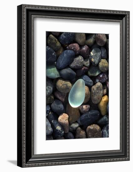 USA, California, La Jolla. Sea glass on cobblestone beach.-Jaynes Gallery-Framed Photographic Print