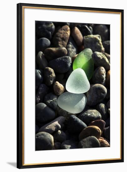 USA, California, La Jolla. Sea glass on cobblestone beach.-Jaynes Gallery-Framed Photographic Print