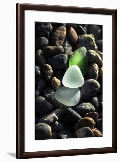 USA, California, La Jolla. Sea glass on cobblestone beach.-Jaynes Gallery-Framed Photographic Print