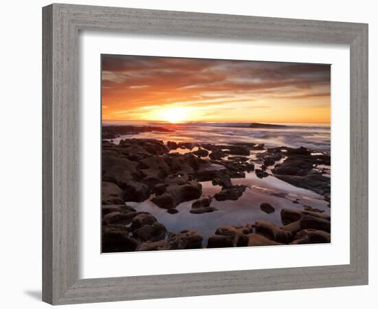 USA, California, La Jolla. Sunset over Tide Pools at Coast Blvd. Park-Ann Collins-Framed Photographic Print