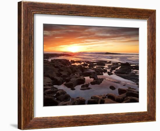 USA, California, La Jolla. Sunset over Tide Pools at Coast Blvd. Park-Ann Collins-Framed Photographic Print