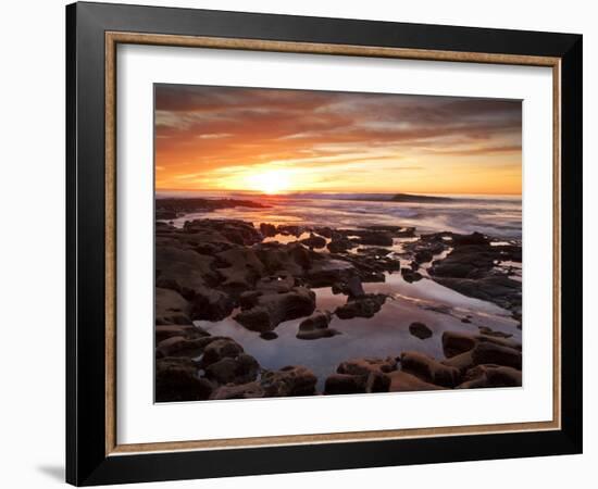 USA, California, La Jolla. Sunset over Tide Pools at Coast Blvd. Park-Ann Collins-Framed Photographic Print