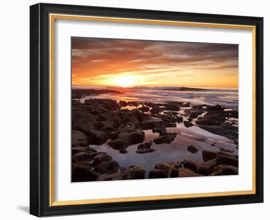 USA, California, La Jolla. Sunset over Tide Pools at Coast Blvd. Park-Ann Collins-Framed Photographic Print