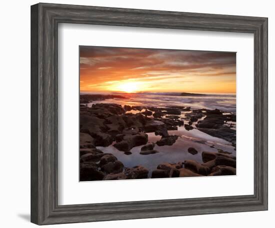 USA, California, La Jolla. Sunset over Tide Pools at Coast Blvd. Park-Ann Collins-Framed Photographic Print