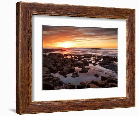 USA, California, La Jolla. Sunset over Tide Pools at Coast Blvd. Park-Ann Collins-Framed Photographic Print