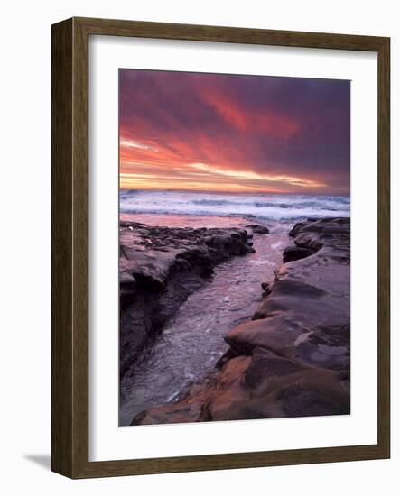 USA, California, La Jolla. Sunset over Tide Pools at Coast Blvd. Park-Ann Collins-Framed Photographic Print