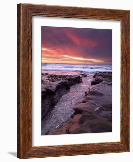 USA, California, La Jolla. Sunset over Tide Pools at Coast Blvd. Park-Ann Collins-Framed Photographic Print