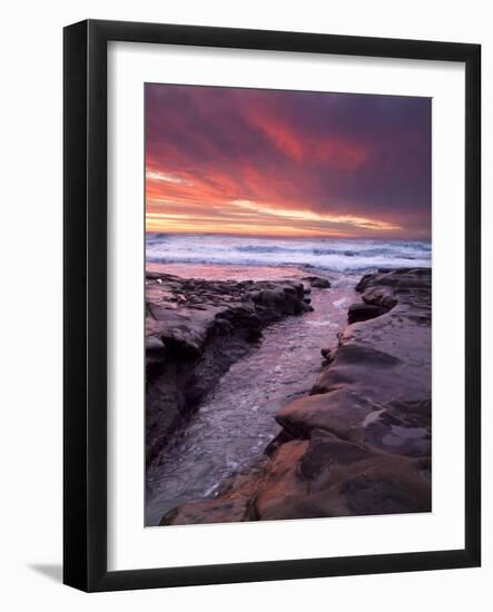 USA, California, La Jolla. Sunset over Tide Pools at Coast Blvd. Park-Ann Collins-Framed Photographic Print