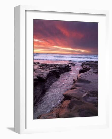 USA, California, La Jolla. Sunset over Tide Pools at Coast Blvd. Park-Ann Collins-Framed Photographic Print