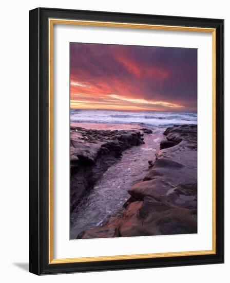 USA, California, La Jolla. Sunset over Tide Pools at Coast Blvd. Park-Ann Collins-Framed Photographic Print