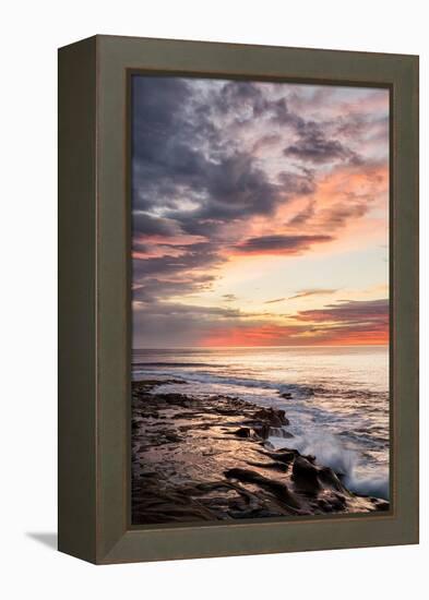 USA, California, La Jolla. Sunset reflections at Coast Blvd. Park-Ann Collins-Framed Premier Image Canvas