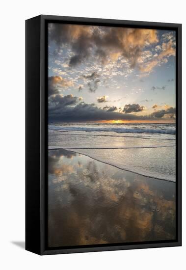 USA, California, La Jolla. Sunset reflections at Marine Street Beach-Ann Collins-Framed Premier Image Canvas