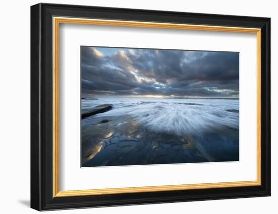 USA, California, La Jolla. Wave washes over tide pools.-Jaynes Gallery-Framed Photographic Print