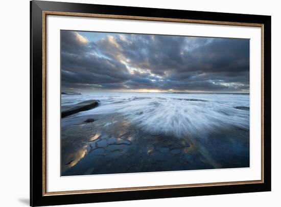 USA, California, La Jolla. Wave washes over tide pools.-Jaynes Gallery-Framed Premium Photographic Print