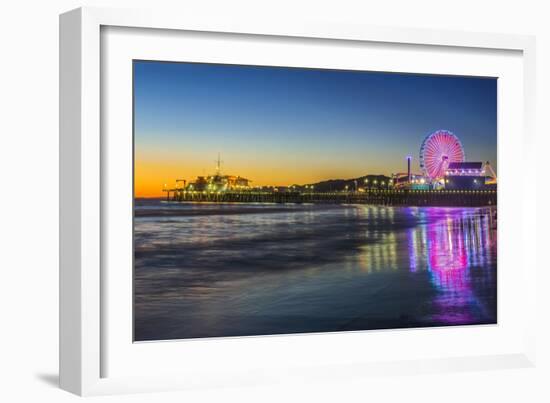 USA, California, Los Angeles, Santa Monica Pier Twilight-Rob Tilley-Framed Photographic Print