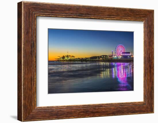 USA, California, Los Angeles, Santa Monica Pier Twilight-Rob Tilley-Framed Photographic Print