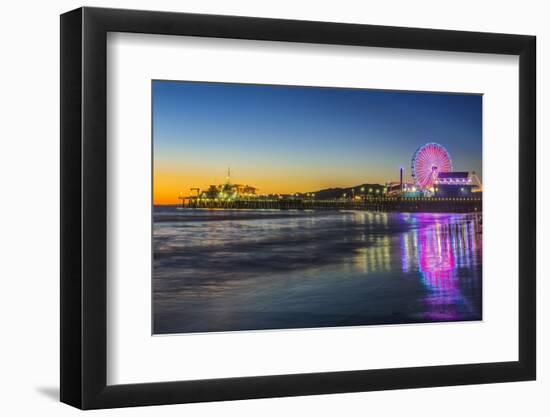 USA, California, Los Angeles, Santa Monica Pier Twilight-Rob Tilley-Framed Photographic Print