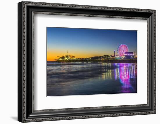 USA, California, Los Angeles, Santa Monica Pier Twilight-Rob Tilley-Framed Photographic Print