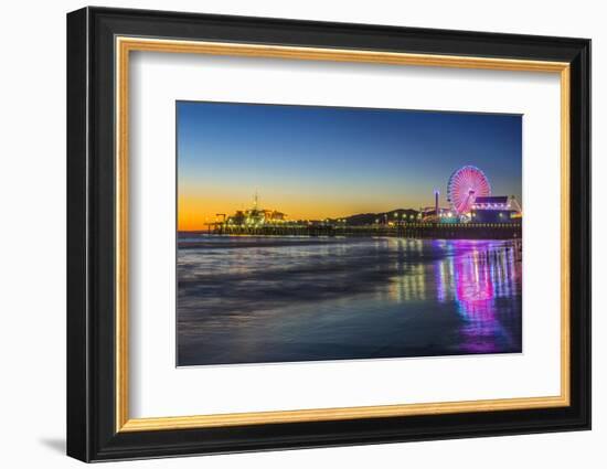 USA, California, Los Angeles, Santa Monica Pier Twilight-Rob Tilley-Framed Photographic Print