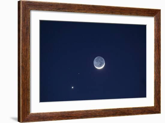 USA, California. Moon, Venus and Pluto in the Night Sky-Dennis Flaherty-Framed Photographic Print