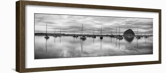 USA, California, Morro Bay. Panoramic view of harbor and Morro Rock at dusk-Ann Collins-Framed Photographic Print