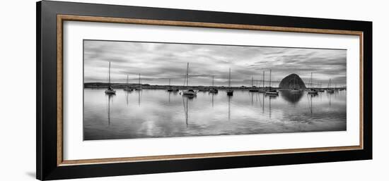 USA, California, Morro Bay. Panoramic view of harbor and Morro Rock at dusk-Ann Collins-Framed Photographic Print