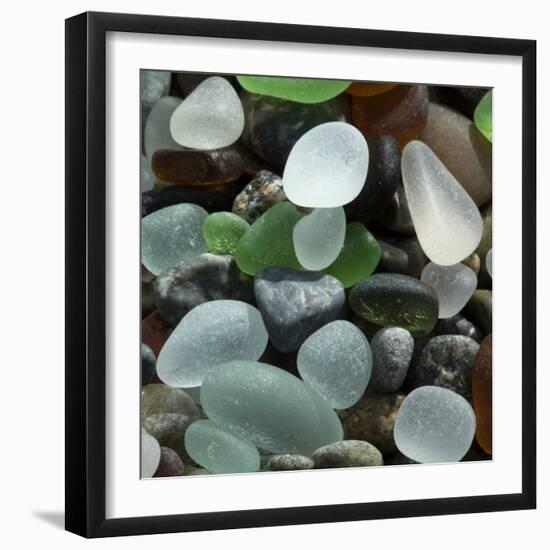 USA, California. Natural sea glass on beach.-Jaynes Gallery-Framed Photographic Print