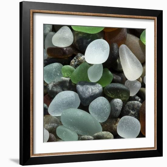 USA, California. Natural sea glass on beach.-Jaynes Gallery-Framed Photographic Print