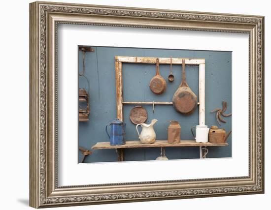 USA, California. Old pots, pans and water pitchers. (PR)-Alison Jones-Framed Photographic Print