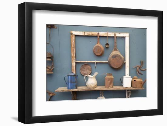 USA, California. Old pots, pans and water pitchers. (PR)-Alison Jones-Framed Photographic Print