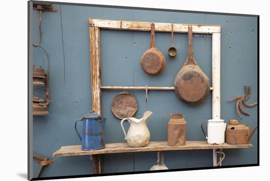 USA, California. Old pots, pans and water pitchers. (PR)-Alison Jones-Mounted Photographic Print