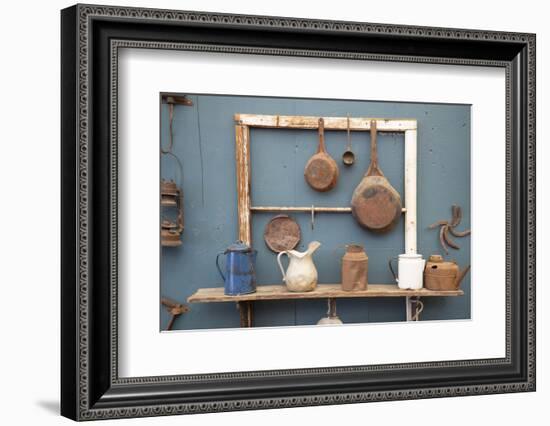 USA, California. Old pots, pans and water pitchers. (PR)-Alison Jones-Framed Photographic Print