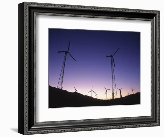 USA, California, Palm Springs, View of Wind Turbines at Sunset-Zandria Muench Beraldo-Framed Photographic Print