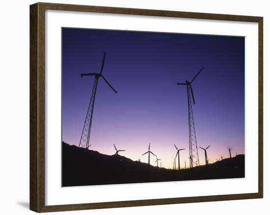 USA, California, Palm Springs, View of Wind Turbines at Sunset-Zandria Muench Beraldo-Framed Photographic Print