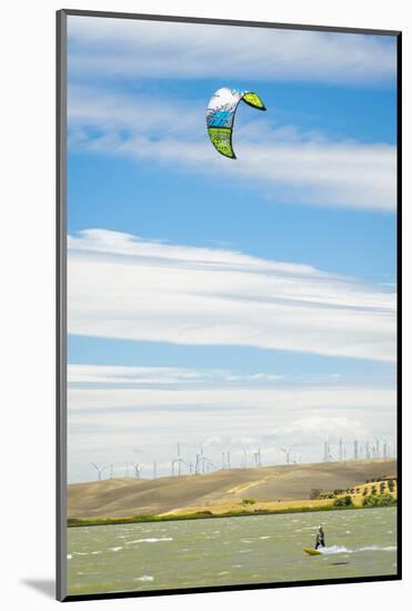 Usa, California, Rio Vista, Sacramento River Delta. Kiteboarder.-Merrill Images-Mounted Photographic Print