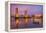 USA, California, Sacramento. Sacramento River and Tower Bridge at sunset.-Jaynes Gallery-Framed Premier Image Canvas