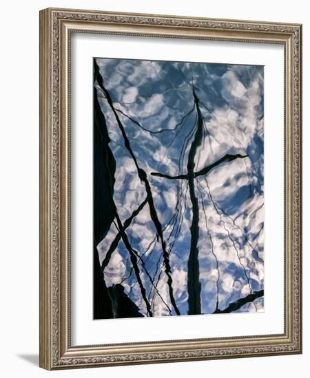 USA, California, San Diego, Abstract Sailboat Reflection in America's Cup Harbor-Ann Collins-Framed Photographic Print