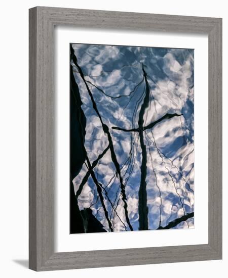 USA, California, San Diego, Abstract Sailboat Reflection in America's Cup Harbor-Ann Collins-Framed Photographic Print