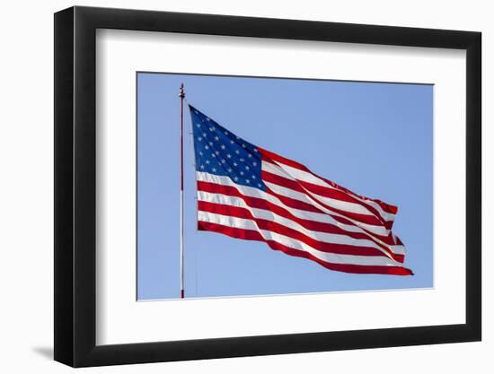 USA, California, San Diego. American flag waves above Liberty Station-Ann Collins-Framed Photographic Print