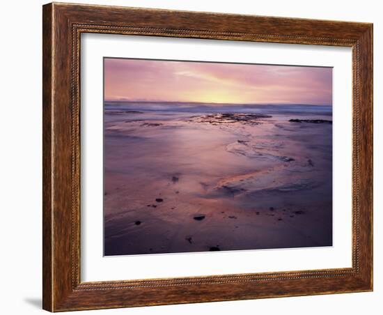 USA, California, San Diego, Sunset on Sand and Rocks-Christopher Talbot Frank-Framed Photographic Print