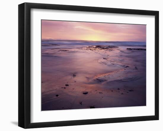 USA, California, San Diego, Sunset on Sand and Rocks-Christopher Talbot Frank-Framed Photographic Print