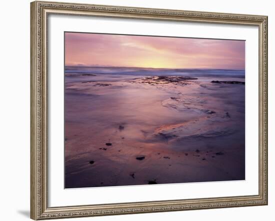 USA, California, San Diego, Sunset on Sand and Rocks-Christopher Talbot Frank-Framed Photographic Print