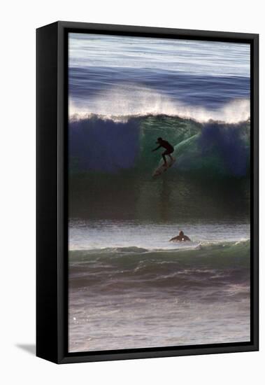 USA, California, San Diego. Surfer at Cardiff by the Sea-Kymri Wilt-Framed Premier Image Canvas