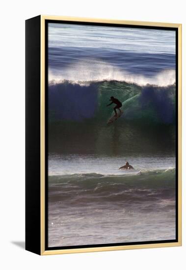 USA, California, San Diego. Surfer at Cardiff by the Sea-Kymri Wilt-Framed Premier Image Canvas