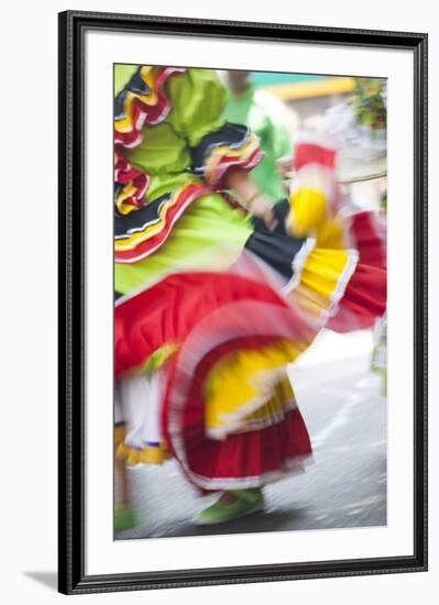 USA, California, San Francisco. Dancers in traditional dress at Cinco de Mayo parade.-Merrill Images-Framed Premium Photographic Print
