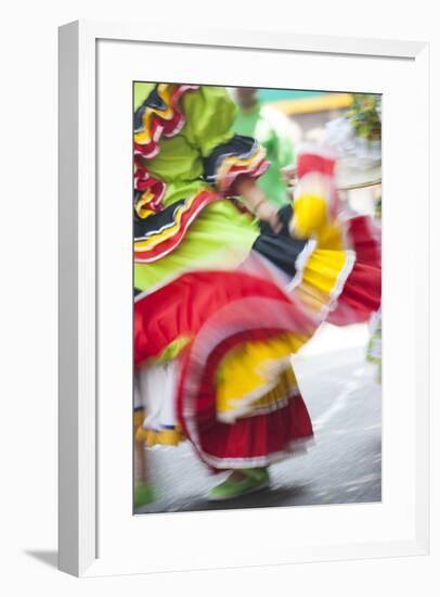 USA, California, San Francisco. Dancers in traditional dress at Cinco de Mayo parade.-Merrill Images-Framed Premium Photographic Print