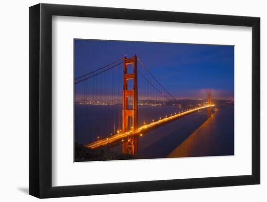 USA, California, San Francisco. Golden Gate Bridge Lit at Night-Jaynes Gallery-Framed Photographic Print