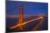 USA, California, San Francisco. Golden Gate Bridge Lit at Night-Jaynes Gallery-Mounted Photographic Print