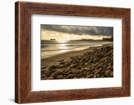 USA, California. Santa Barbara County, Montecito, Butterfly Beach eroded by king tides.-Alison Jones-Framed Photographic Print