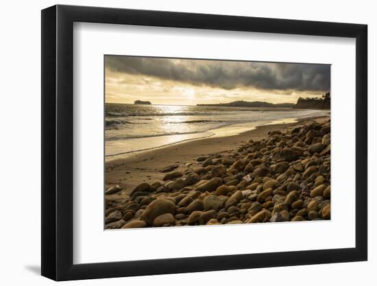 USA, California. Santa Barbara County, Montecito, Butterfly Beach eroded by king tides.-Alison Jones-Framed Photographic Print